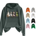 thumbnail image 1 of Halloween Sweatshirt for Women Autumn Winter Solid Color Halloween Printing Hooded Sweater for Women and Men with Long Sleeves and Pockets Casual Everyday Wear Cozy Top Gray XXL, 1 of 4