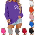 thumbnail image 1 of Halloween Sweatshirt for Women Cozy Autumn Sweatshirt Relaxed Fit Hoodless Pullover for Women Comfort Stylish Casual Wear Season Versatile Layer Purple 3XL, 1 of 5