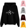 thumbnail image 1 of Halloween Sweatshirt for Women Hoodies Sweatshirts Oversized Streetwear Pullover Hoodie with Music Note Design Casual Comfortable Blend for Fall and Winter Loose Fit Long Sleeve Sweatshirt Black 3XL, 1 of 3
