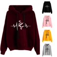 thumbnail image 1 of Halloween Sweatshirt for Women Hoodies Sweatshirts Oversized Streetwear Pullover Hoodie with Music Note Design Casual Comfortable Blend for Fall and Winter Loose Fit Long Sleeve Sweatshirt XL, 1 of 3