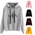 thumbnail image 1 of Halloween Sweatshirt for Women Hoodies Sweatshirts Oversized Streetwear Pullover Hoodie with Music Note Design Casual Comfortable Blend for Fall and Winter Loose Fit Long Sleeve Sweatshirt Grey XXL, 1 of 3