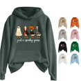 thumbnail image 1 of Halloween Sweatshirt for Women Just A Goose Womens Mens Halloween Printed Pullover Hoodie Long Sleeve Solid Color Sweatshirt With Front Pocket For Autumn Winter Casual Wear Gray S, 1 of 4