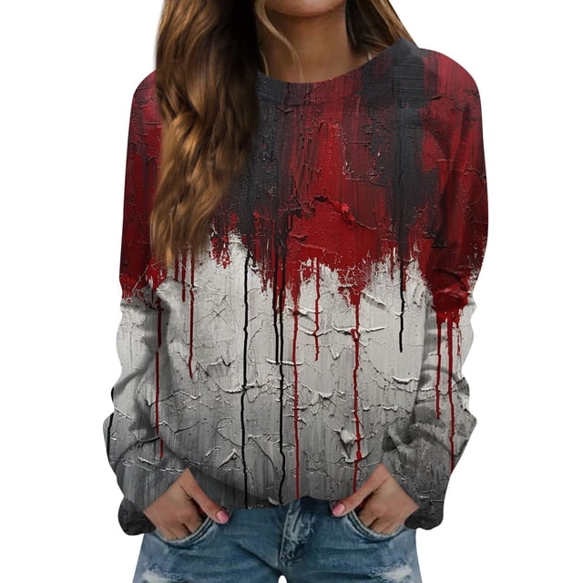 Halloween Sweatshirt for Women Pumpkin Bats Graphic Pullover Tops Long