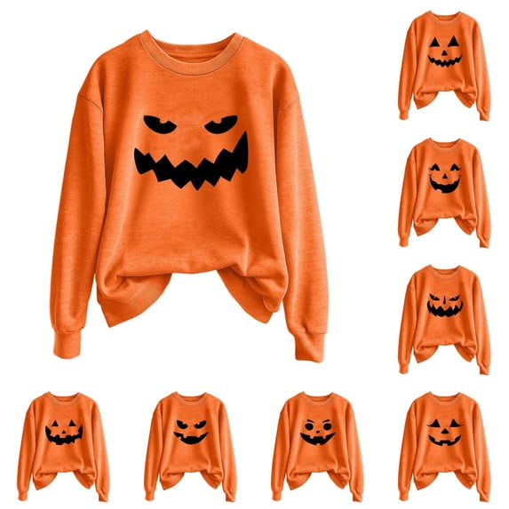 Halloween Sweatshirt for Women Timeless Womens Hoodless Sweatshirt Casual Letter Crew Neck for Comfort and Seasonal Style in Fall and Winter Brick Red L