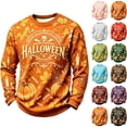 thumbnail image 1 of Halloween Sweatshirt for Men Scary Novelty Casual Vintage Long Sleeve Crew Neck T-Shirts Fall Winter Trendy Breathable Comfy Top Saffron 3XL, 1 of 5