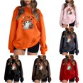 thumbnail image 1 of Halloween Sweatshirt for Women Hoodless Sweatshirt Casual Crewneck Long Sleeve Pullover for Fall Winter Wear Orange M, 1 of 5