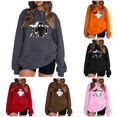 thumbnail image 1 of Halloween Sweatshirt for Women Hoodless Sweatshirt Casual Long Sleeve Graphic Crewneck Pullover Top for Women Grey L, 1 of 7