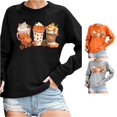 thumbnail image 1 of Halloween Sweatshirt for Women Hoodless Sweatshirt Fall Sweatshirt for Women Fashion Seasonal Autumn Pumpkin Loose Pullover Long Sleeve Tee Black XXL, 1 of 4