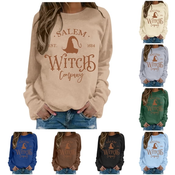 Halloween Sweatshirt for Women Hoodless Sweatshirt for Fall Comfortable Crew Neck Pullover with Holiday Vibe Massachusetts Tees and Tops Khaki XXL