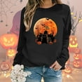 thumbnail image 1 of Halloween Sweatshirt for Women Long Sleeve Crew Neck Pumpkin Face & Cat Printed Pullover Shirt Comfy 2025 Fall Winter Fashion Tops, 1 of 6