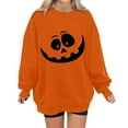Halloween Sweatshirt for Women Pumpkin Face Print Oversized Pullover