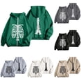 thumbnail image 1 of Halloween Sweatshirt for Women Zip Up Hoodie Oversized Streetwear Skeleton Graphic Pullover Casual Sweatshirt Outerwear for Daily Leisure Green S, 1 of 5