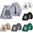thumbnail image 1 of Halloween Sweatshirt for Women Zip Up Hoodie Oversized Streetwear Skeleton Graphic Pullover Casual Sweatshirt Outerwear for Daily Leisure Grey XL, 1 of 5