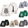 thumbnail image 1 of Halloween Sweatshirt for Women Zip Up Hoodie Oversized Streetwear Skeleton Graphic Pullover Casual Sweatshirt Outerwear for Daily Leisure White L, 1 of 5