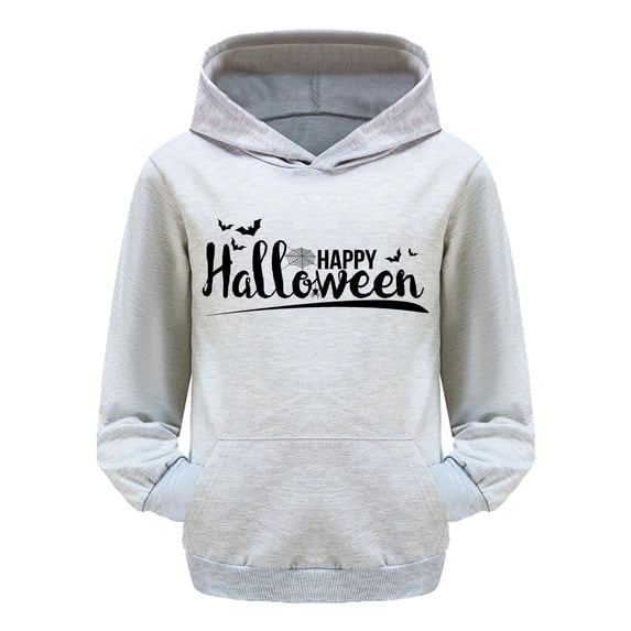 Halloween Sweatshirts For Teen Girls, Kids Halloween Bat Letter Print Hoodie, Casual Long‑Sleeve Pullover Hooded Sweatshirt With Pocket, Kids Fall Outfits Halloween Gifts