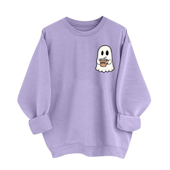 Halloween Sweatshirts Women Oversized Lightweight Ghost Shirt Fall Holiday Tops
