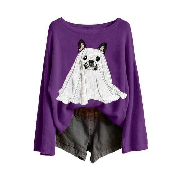 Halloween Sweatshirts for Women Oversized Sweatshirt Scoop Neck Tops Womens Long Sleeve Tops Fall Outfits Halloween Costumes Halloween Top Trendy Pullover Cute Sweatshirts