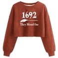 thumbnail image 1 of Halloween Sweatshirts Womens Crewneck Crop Pullover Tops Ghost Printed Long Sleeve Holiday Outfits for Teen Girls (2XL, Orange-1692), 1 of 2