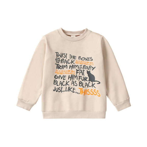 Halloween Sweatshirts for Girls Toddler Long Sleeve Crewneck Letter Black Cat Print Pullover 6M 12M 2Y 3Y 4Y 5Y 6Y Tops
