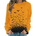 thumbnail image 1 of Halloween Sweatshirts for Women Bat Ghost Long Sleeve Shirt Casual Graphic Fleece Tees Fall Spooky Pullover Tops, 1 of 5