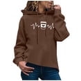 thumbnail image 1 of Halloween Sweatshirts for Women Fall Comfy Hooded Long Sleeve Bell One Shoulder Hoody Heart Print Leisure Cotton Hoodie Hoodies(Coffee,XL), 1 of 5