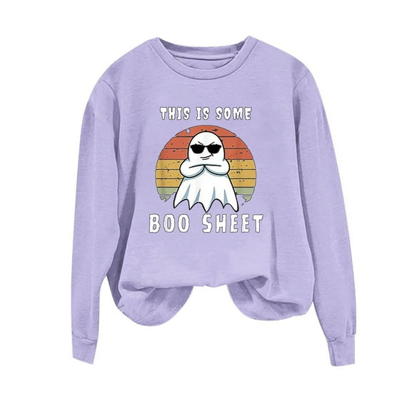 Halloween Sweatshirts for Women Fashion Graphic Print Long Sleeve Hoodies 2025 Casual Loose Fit Tunic Tops
