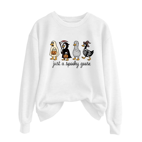 Halloween Sweatshirts for Women Funny Witch Hat Pumpkin Face Print Long Sleeve Shirts Fall Winter Casual Crew Neck Loose Blouses