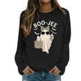 thumbnail image 1 of Halloween Sweatshirts for Women Funny Leopard Cute Boo Jee Ghost Long Sleeve Blouses Fall 2025 Y2k Crewneck Pullover Tops Black L, 1 of 5