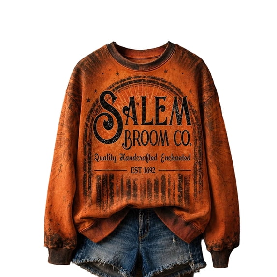 Halloween Sweatshirts for Women Funny Vintage Witch Graphic Pullover Tops Halloween Costumes