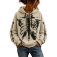 thumbnail image 1 of Halloween Sweatshirts for Women Long SLeeve Gothic Skeleton Print Y2k Dark Style Vintage Punk Fall Hoodie Dark Gray XL, 1 of 3