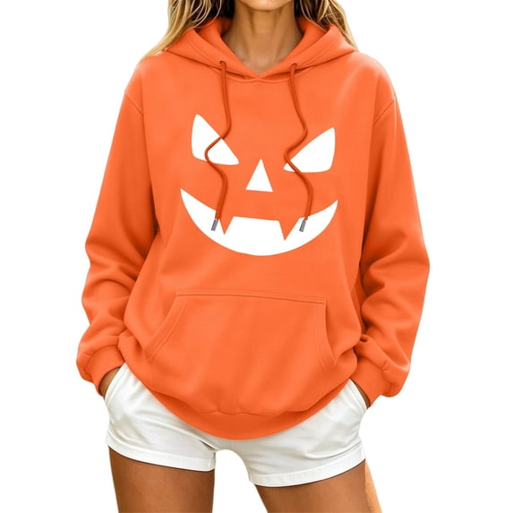 Halloween Sweatshirts for Women Long Sleeve Pumpkin Sweater