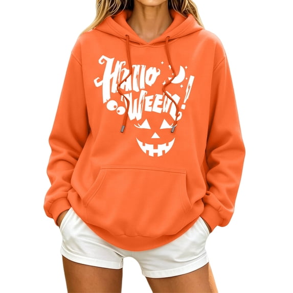 Halloween Sweatshirts for Women Long Sleeve Pumpkin Sweater