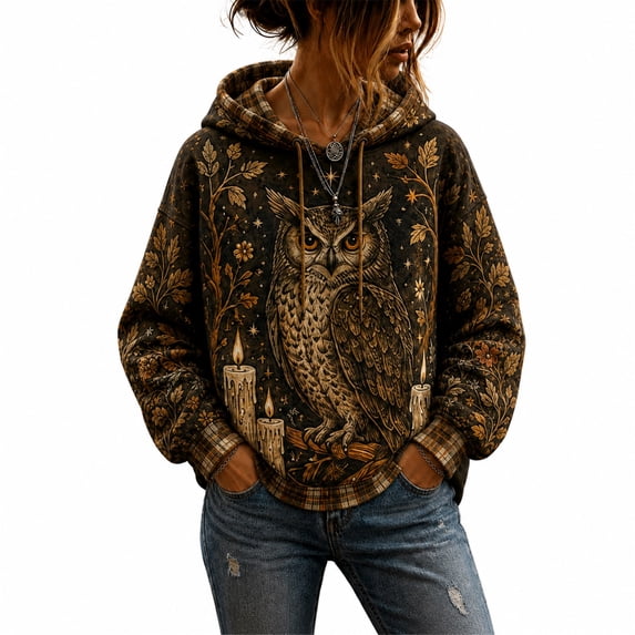 Halloween Sweatshirts for Women Oversized Graphic Hoodies Vintage Animals Print Pullover Tops Halloween Sweatshirt