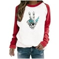thumbnail image 1 of Halloween Sweatshirts for Women Skull Graphic T Shirts Raglan Long Sleeve Crew Neck Pullover Tops Fall Clothes, 1 of 7