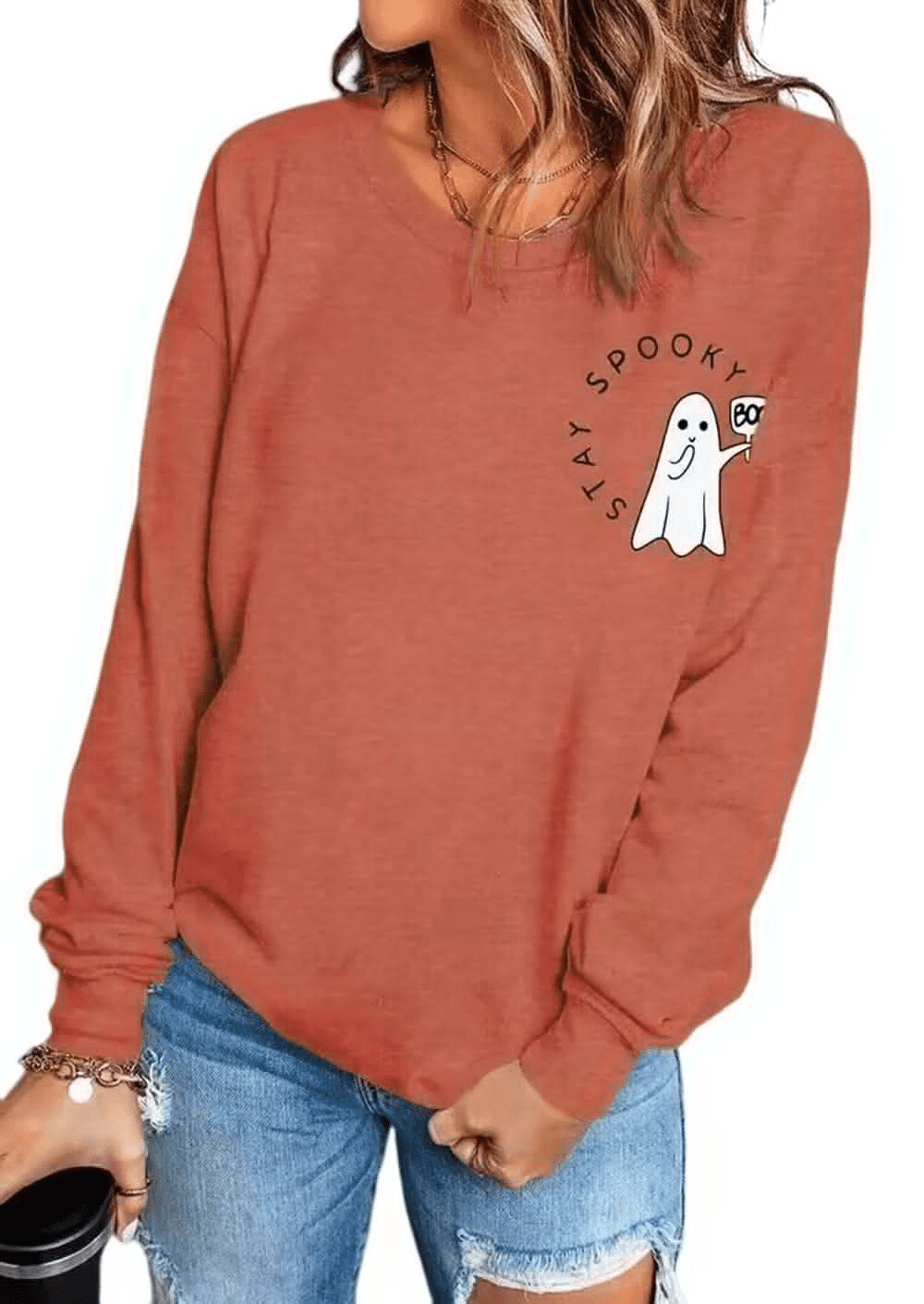 Halloween Sweatshirts For Women Spooky Season Halloween Shirt Top 