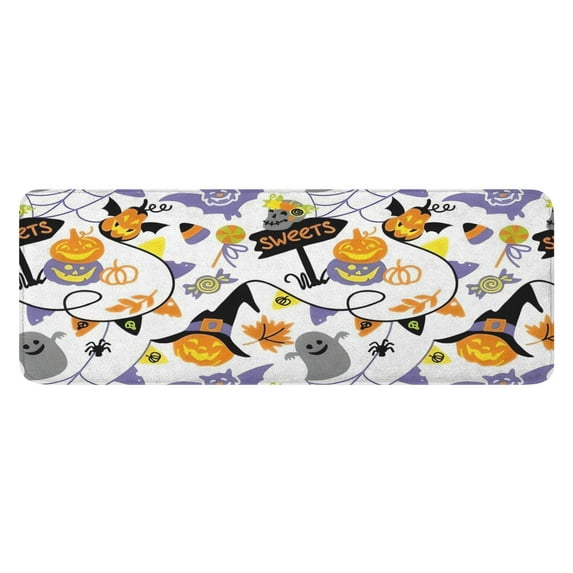 Halloween Sweets and Witchy Elements Kitchen Rug Mat,Kitchen Runner Rugs Non Skid Washable,Decorative Kitchen Floor Mats for Kitchen,Sink,Laundry,17"x47.2"