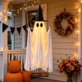 thumbnail image 1 of Halloween Swinging Ghost Outdoor Decoration, 8 FT Large Hanging Halloween Ghost Decoration with Detachable Witch Hat, LED Lights, Remote Control & Manual, Easy Assembly Yard Garden Patio Porch, 1 of 8
