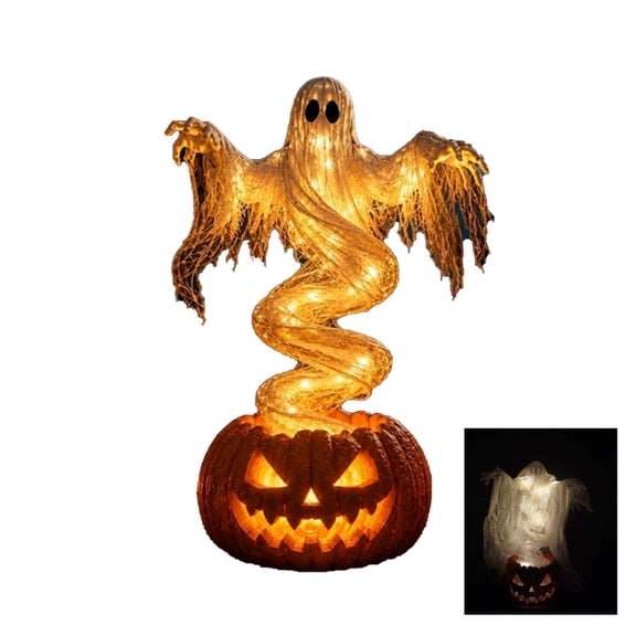 Halloween Swirling Ghost Pumpkin Light, LED Outdoor Porch Pathway Decor, 2026 Outdoor Yard Decoration for Porch, Halloween Garden Decor