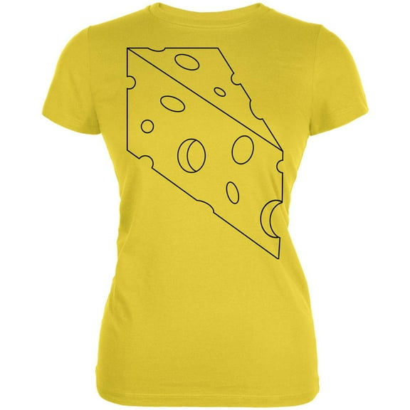 Halloween Swiss Cheese Food Costume Juniors Soft T Shirt Bright Yellow 2XL