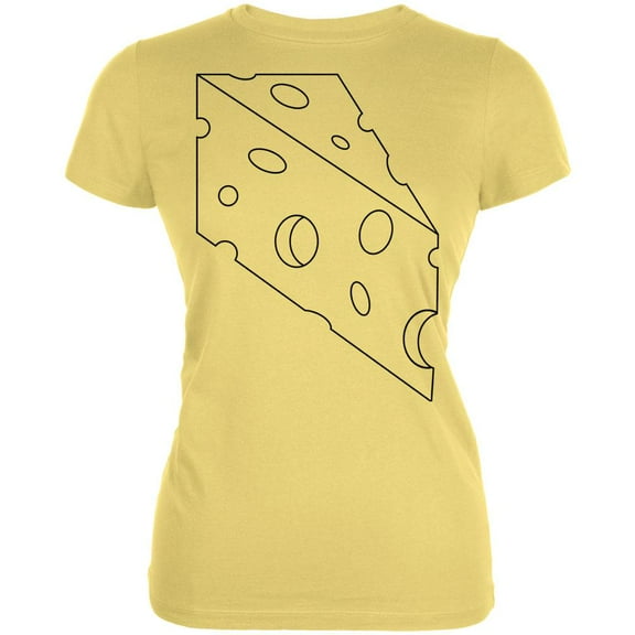 Halloween Swiss Cheese Food Costume Juniors Soft T Shirt Yellow X-LG