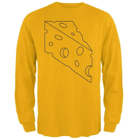 Halloween Swiss Cheese Food Costume Mens Long Sleeve T Shirt Gold SM