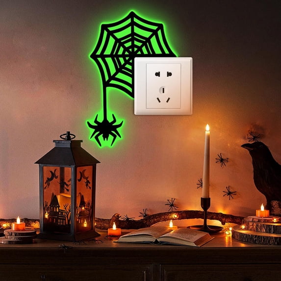 Halloween Switch Decal - Luminous Black Witch Spider Web Door Frame Wall Stickers for Living Room Bedroom Bathroom Kitchen Light Switch Decor