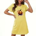 thumbnail image 1 of Halloween T Shirt Dress for Women Scary Pumpkin Graphic Casual Short Sleeve Tunic Dress Fall Holiday Party Outfit, 1 of 3