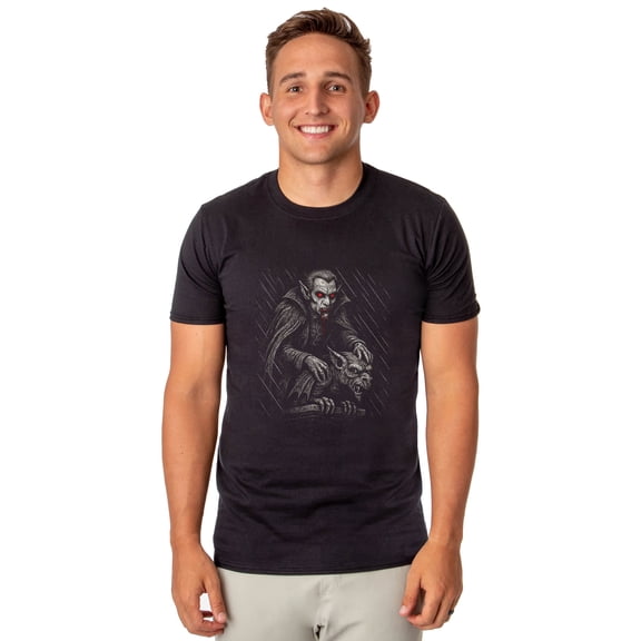 Halloween T-Shirt Men's Dracula Gargoyle Design Short Sleeve Tee