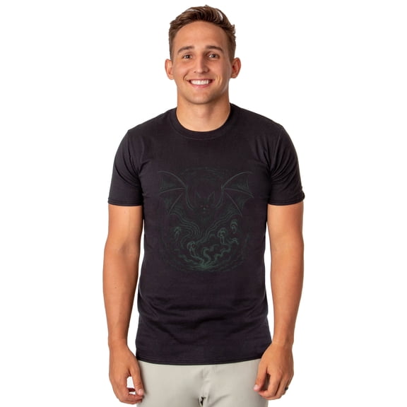 Halloween T-Shirt Men's Gothic Bat and Ghost Short-Sleeve Crewneck Graphic Tee