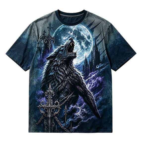 Halloween T-Shirt for Men Werewolf Graphic Casual Crewneck Short Sleeve Tee Pullover Tops
