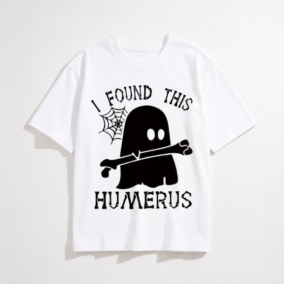 Halloween T-Shirt for Women I Found This Ghost Boo Humorous Bones Crew Neck Tops Funny Pun Halloween Costume Shirt