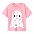 thumbnail image 1 of Halloween T-Shirts for Toddler Girls Short Sleeve Crew Neck Flower Ghost, 1 of 8