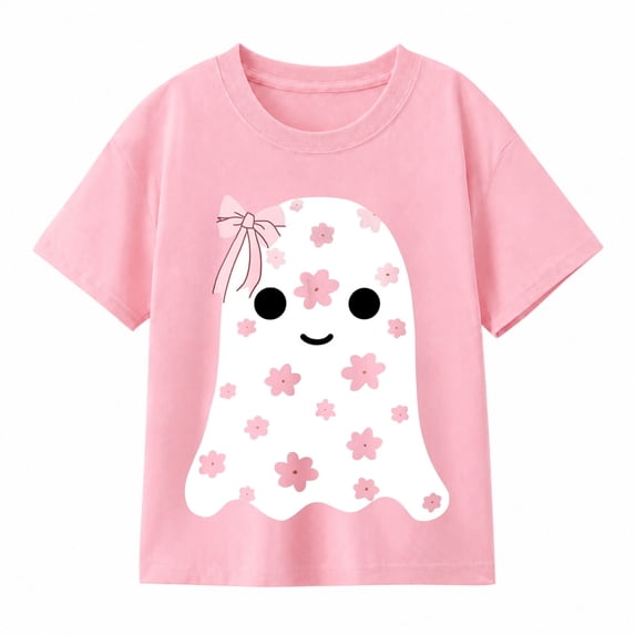 Halloween T-Shirts for Toddler Girls Short Sleeve Crew Neck Flower Ghost