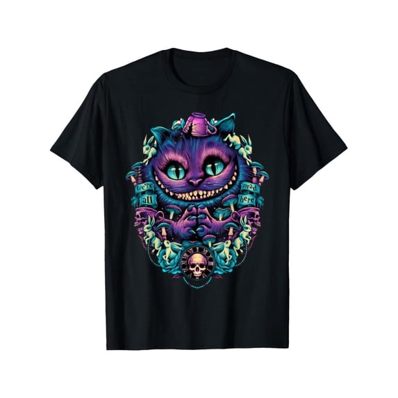 Halloween T-shirt Cheshire Cat shirt Alice in Wonderland Graphic T-Shirt - Graphic Tees Women